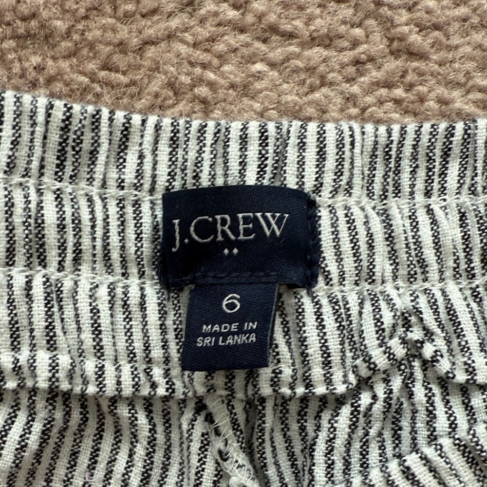 J. Crew Factory Women's Black and White Striped Cropped Linen Pants - Picture 5 of 11